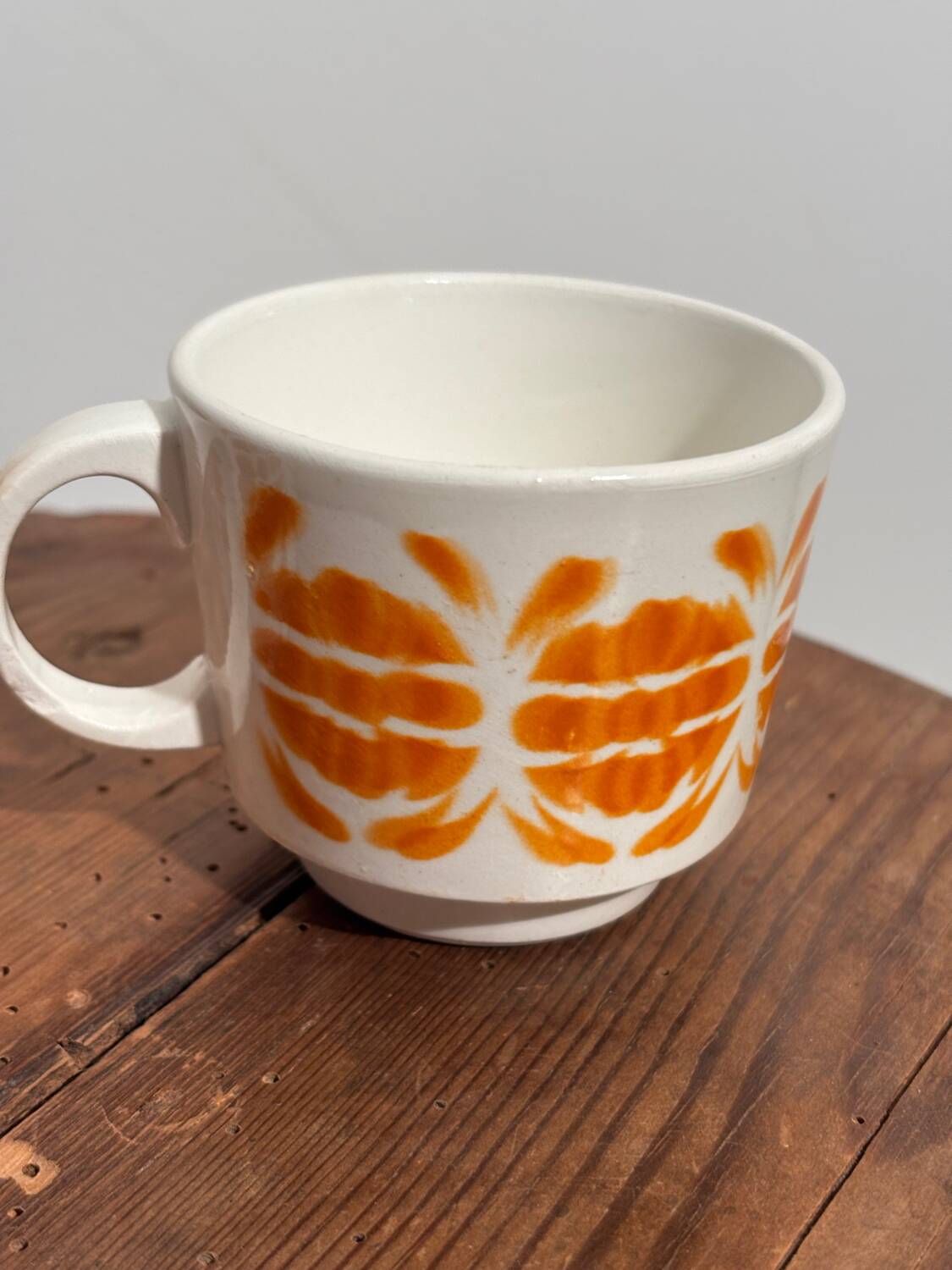 Vintage set of 4 Sarreguemines cups with orange decor