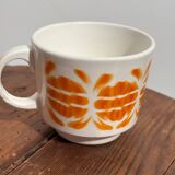Vintage set of 4 Sarreguemines cups with orange decor
