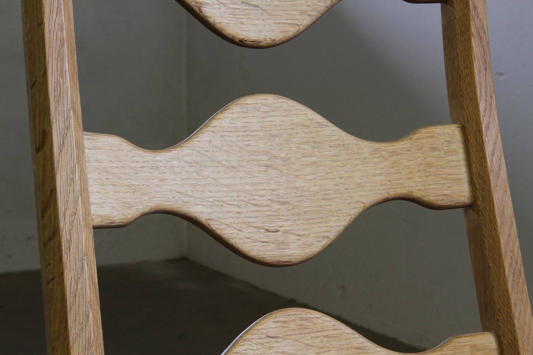 Vintage Danish Brutalist ladderback chairs in oak by Henning Kjærnulf, 1960s, set of 4