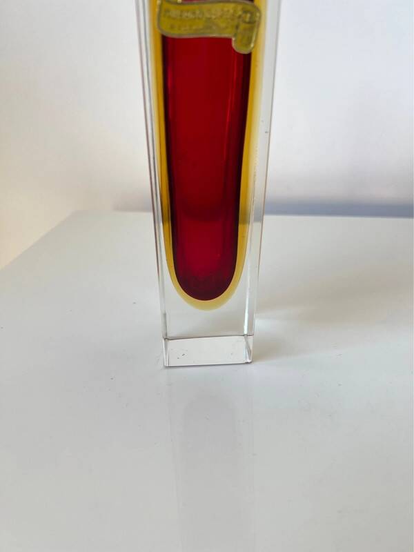 Vintage Murano blown glass sommerso vase - made in Italy