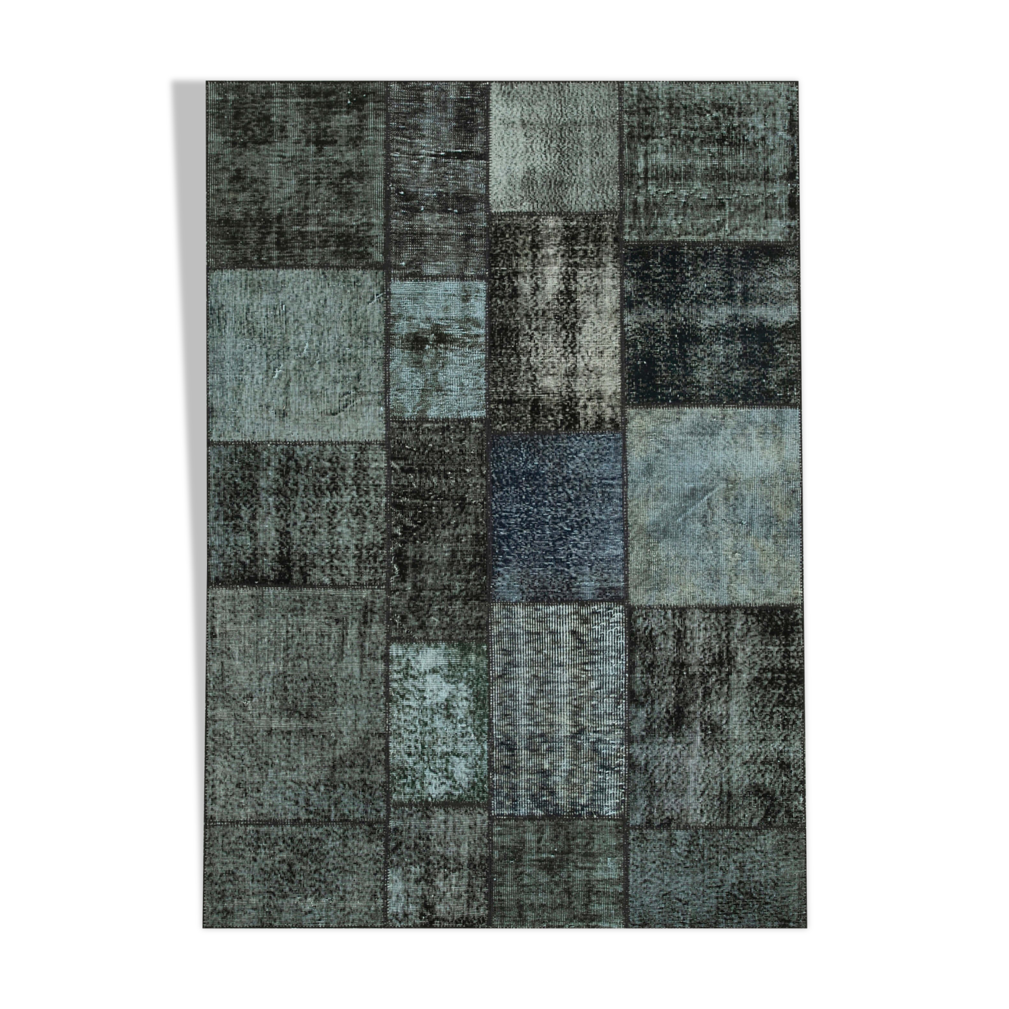 Hand-knotted oriental vintage 170 cm x 241 cm black patchwork rug