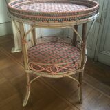 Round old rattan pedestal table