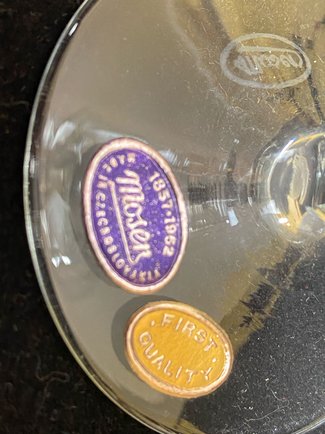 set of 6 antique cut crystal wine glasses in tulip shape from the pres