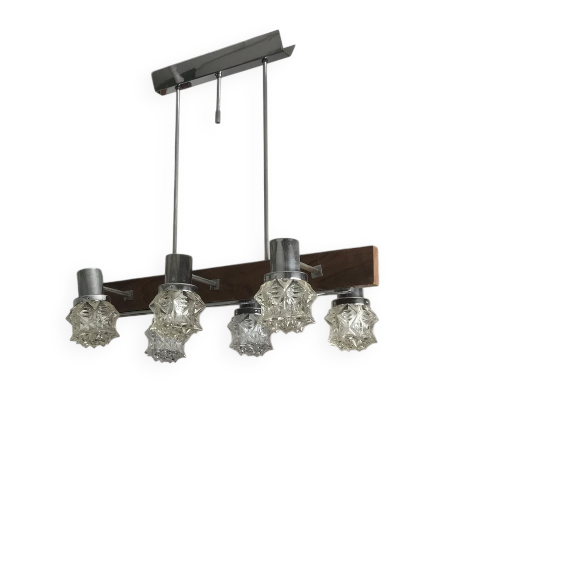 Vintage brown glass ceiling light in Kalmar style, 1960s, large diameter 75 cm.