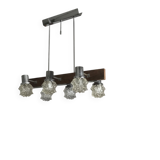 Vintage brown glass ceiling light in Kalmar style, 1960s, large diameter 75 cm.