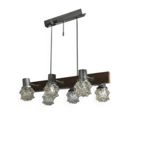 Vintage brown glass ceiling light in Kalmar style, 1960s, large diameter 75 cm.