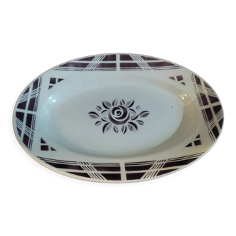 Plat ovale porcelaine Moulin des Loups terre de fer Rome violette