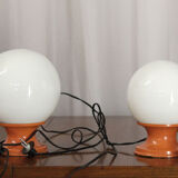 Opaline table lamps set of two - 1960s italiani modern
