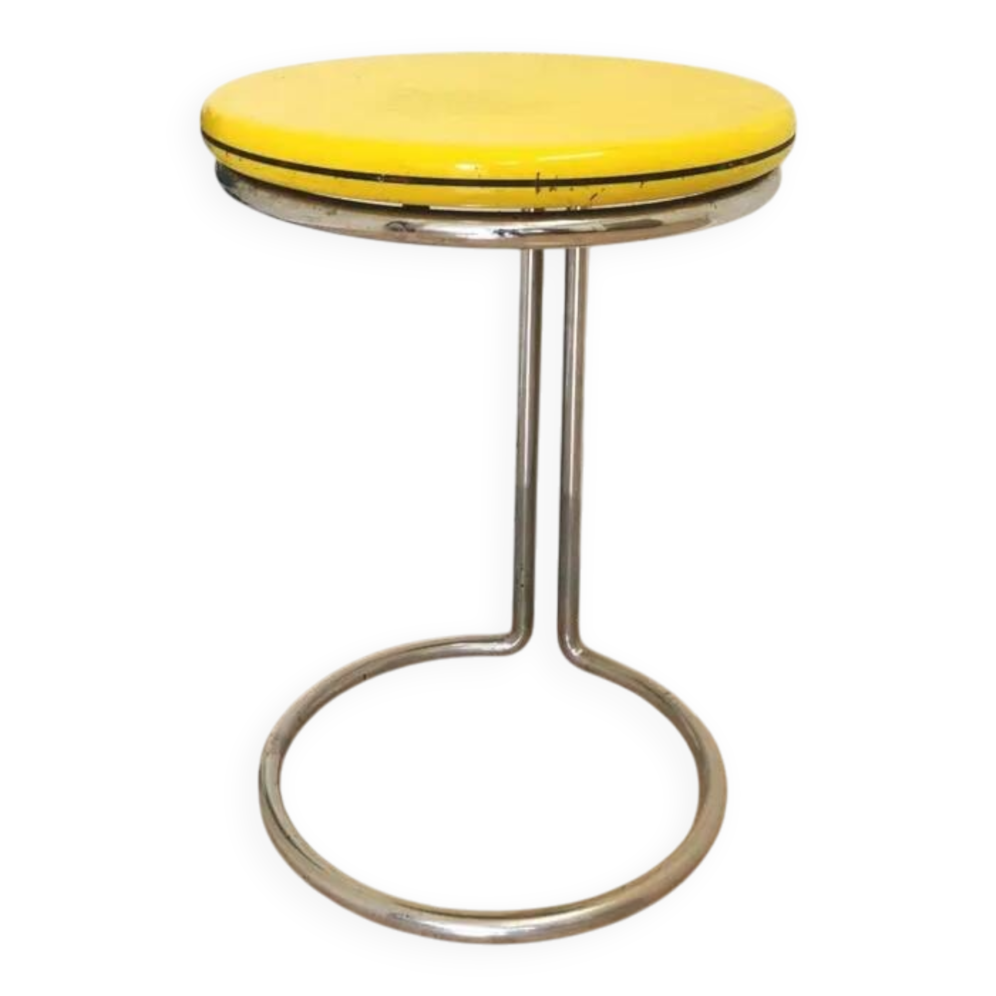 Vintage Yellow Bar Table: Chrome, 1970s High Coffee Table