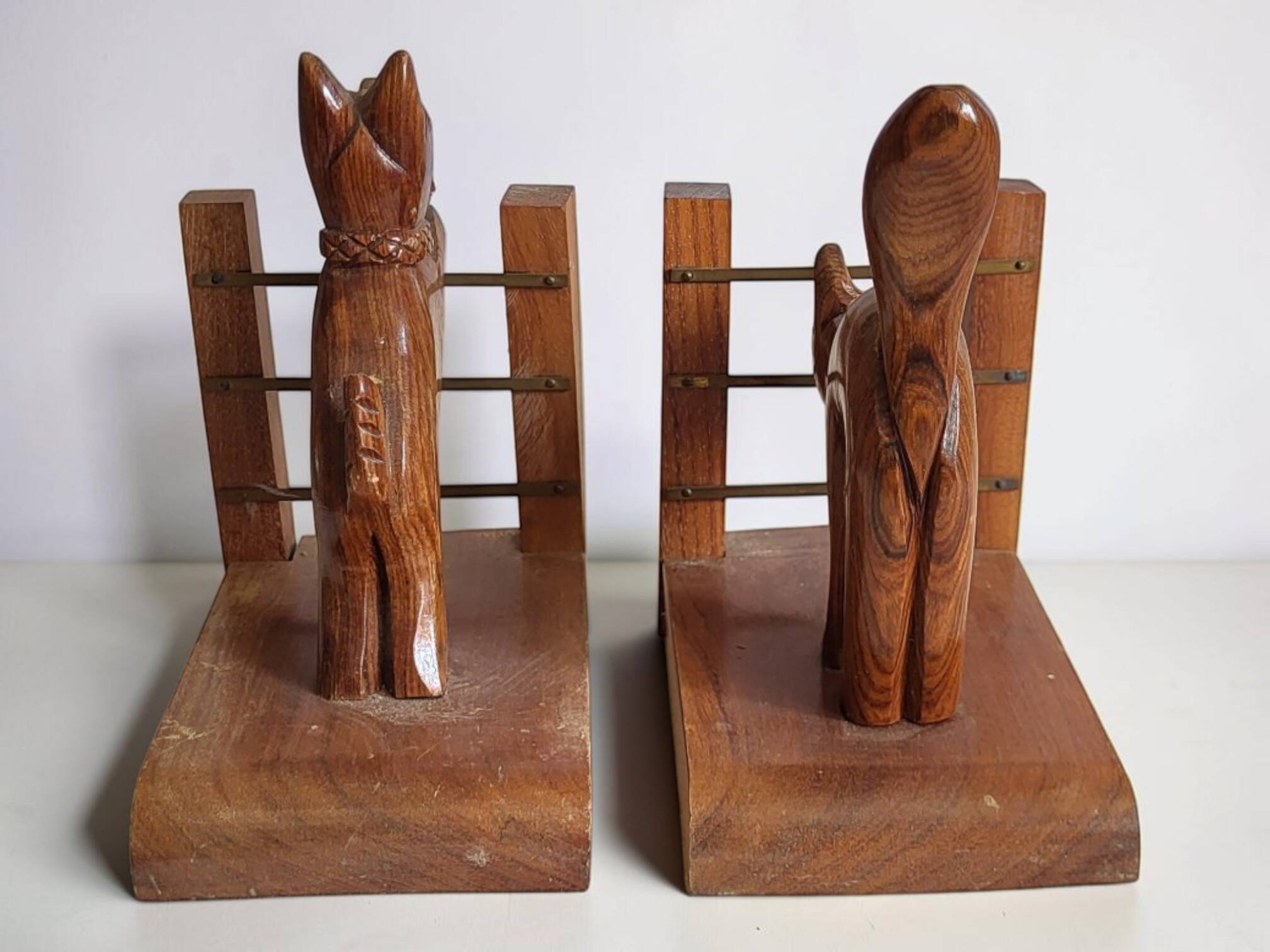 Wooden Bookends "Dog & Cat"