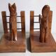 Wooden Bookends "Dog & Cat"