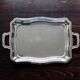 Vintage rectangular tray in shiny silver metal - Bistro style