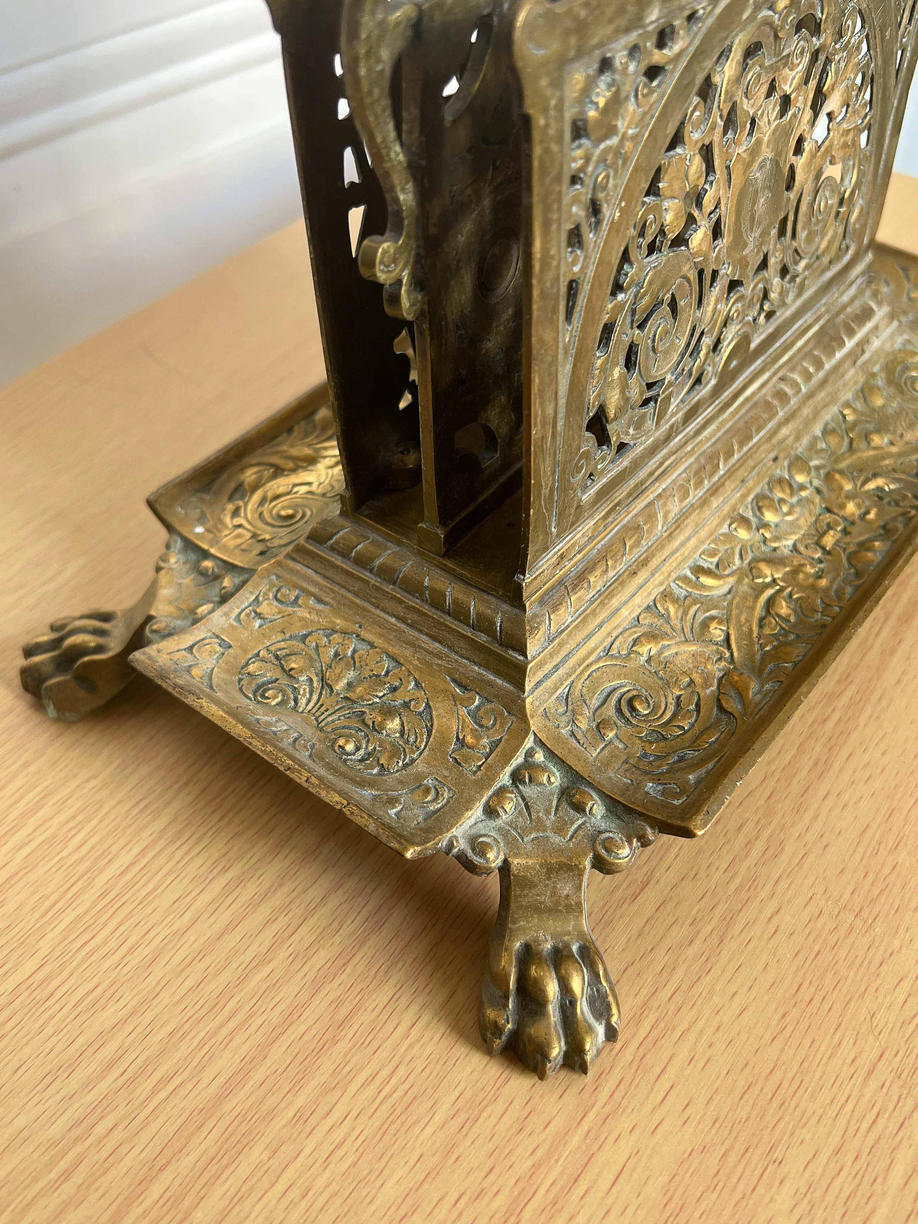 Period gilded brass mail rack
