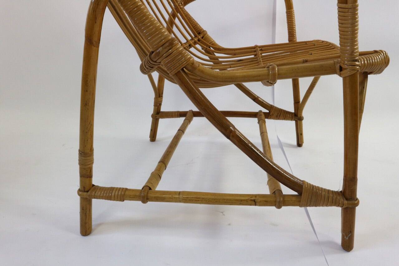 Pair of vintage bamboo armchairs, Bonacina style