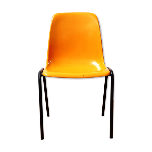 Chaise de collectivité jaune, vintage — Beyit