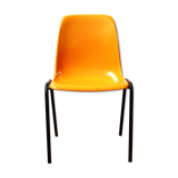 Chaise de collectivité jaune, vintage