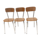 Lot  de 3 chaises  formica couleur  bois