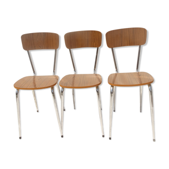 Lot  de 3 chaises  formica couleur  bois