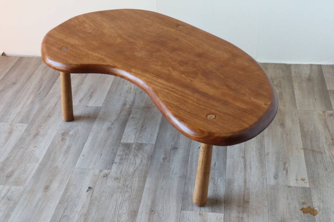 Vintage "bean" coffee table in solid wood, 1960
