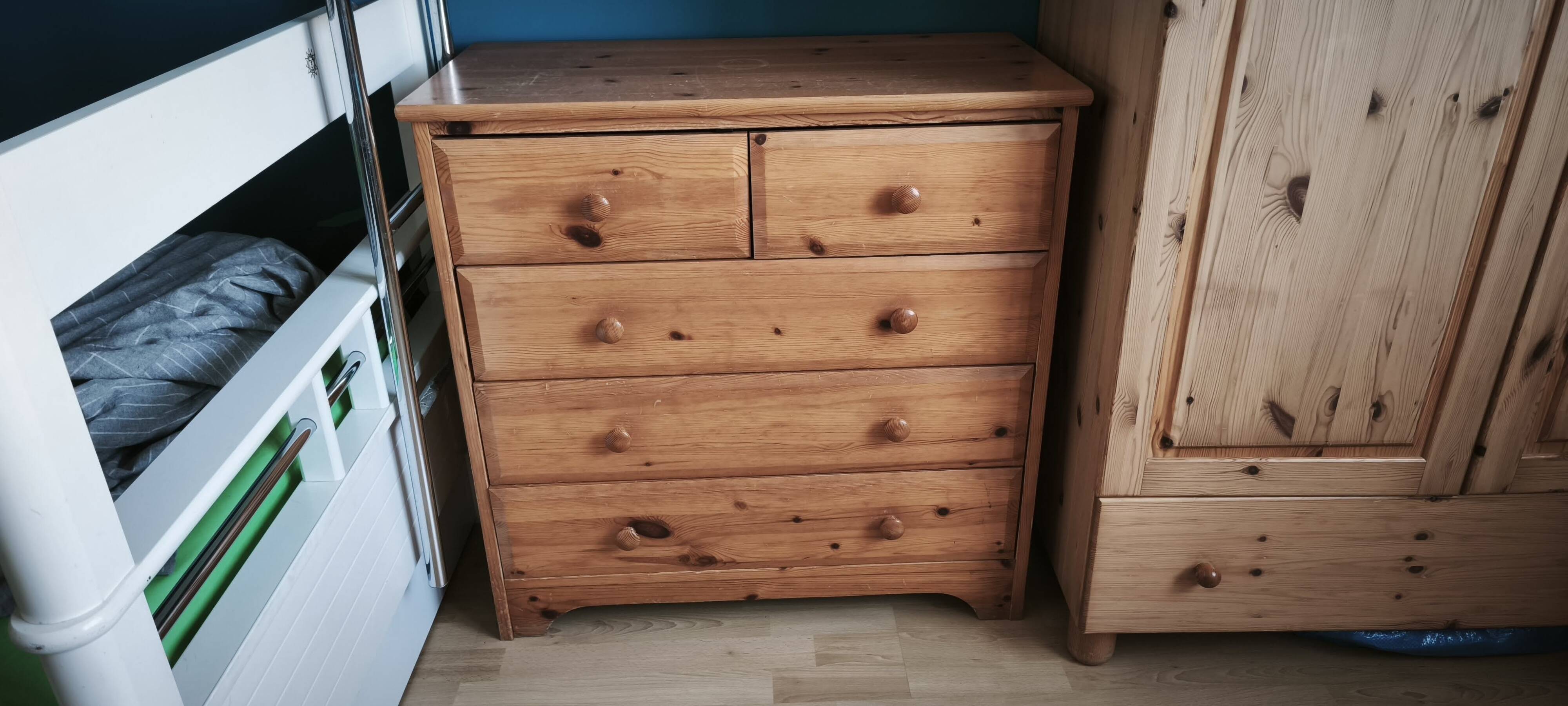 Vintage solid pine children's bedroom chest of drawers IKEA
