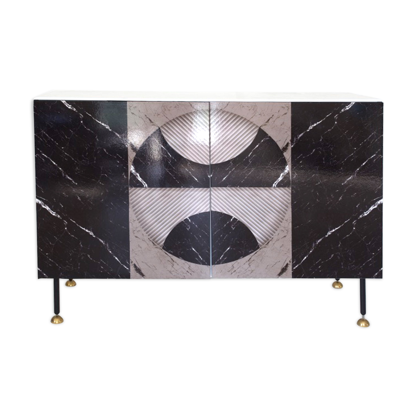 Brass feet buffet and marble effect