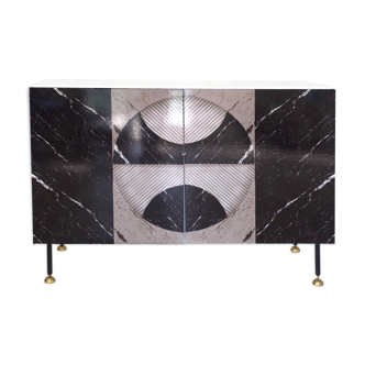 Brass feet buffet and marble effect