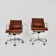 EA 217 Soft Pad Chairs in Cognac Leather by Charles & Ray Eames for ICF, 1970s set of 2