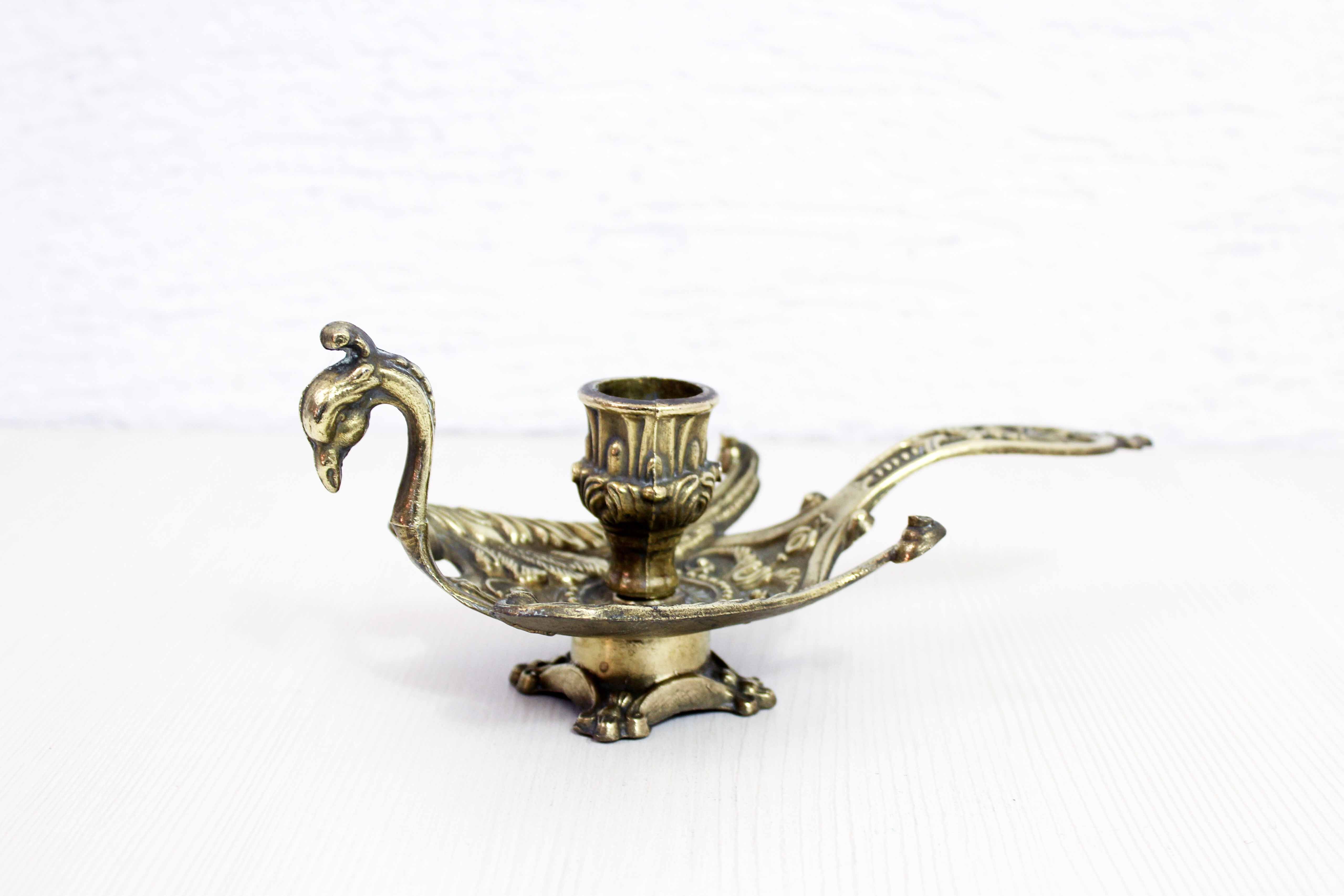 Art Nouveau "bird" candlestick in brass or bronze
