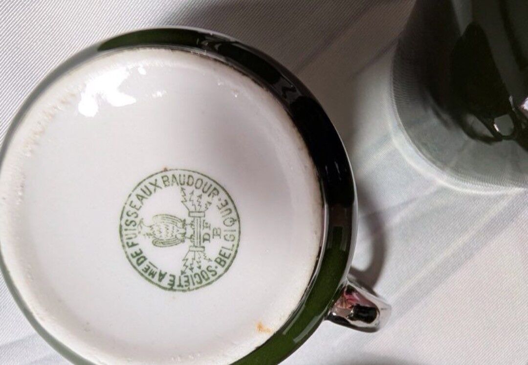 Antique service 31 pieces – S.P.M. Walküre Bavaria – Empire Green & lace