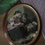 Antique porcelain oval frame