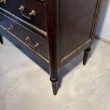 Commode 3 tiroirs de style Louis XVI, marbre et bronzes dorés
