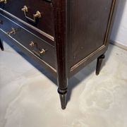 Commode with 3 drawers in Louis XVI style, marble and gilded bronze.
