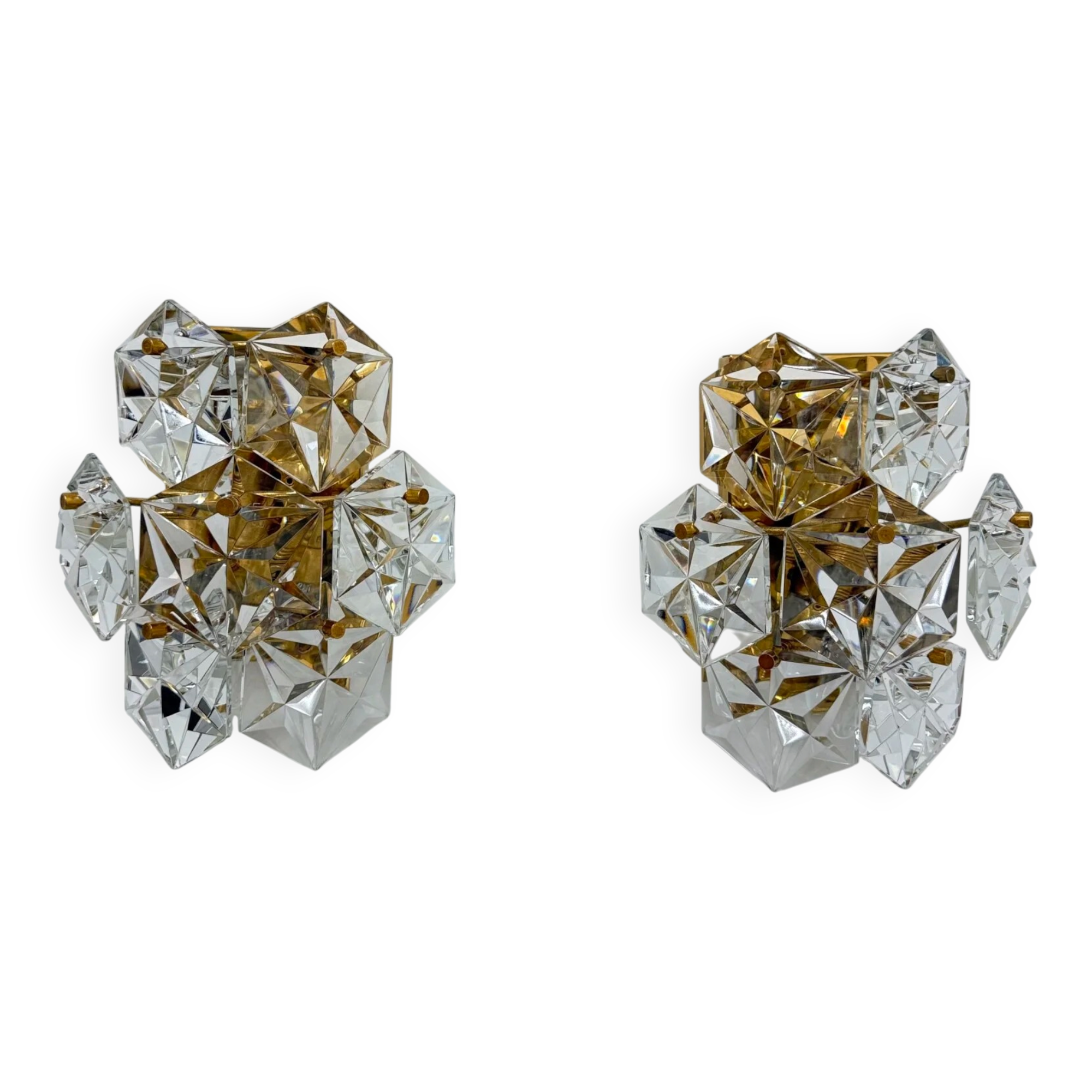 Paire d'appliques en cristal de style mid-century par Kinkeldey, Allemagne, années 1970.