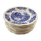 Twelve vintage flat plates Sarreguemines Model Castle