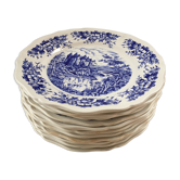 Twelve vintage flat plates Sarreguemines Model Castle