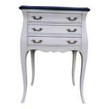 Louis XV three-drawer chest of drawers with white and blue patina