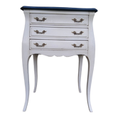 Commode trois tiroirs Louis XV patinée blanche et bleue