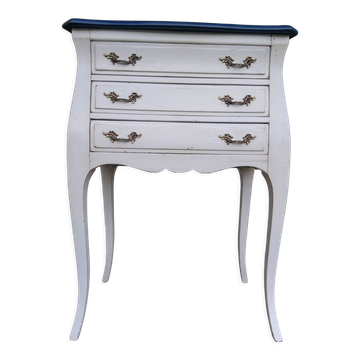 Louis XV three-drawer chest of drawers with white and blue patina