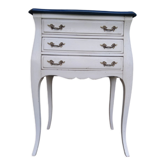 Louis XV three-drawer chest of drawers with white and blue patina