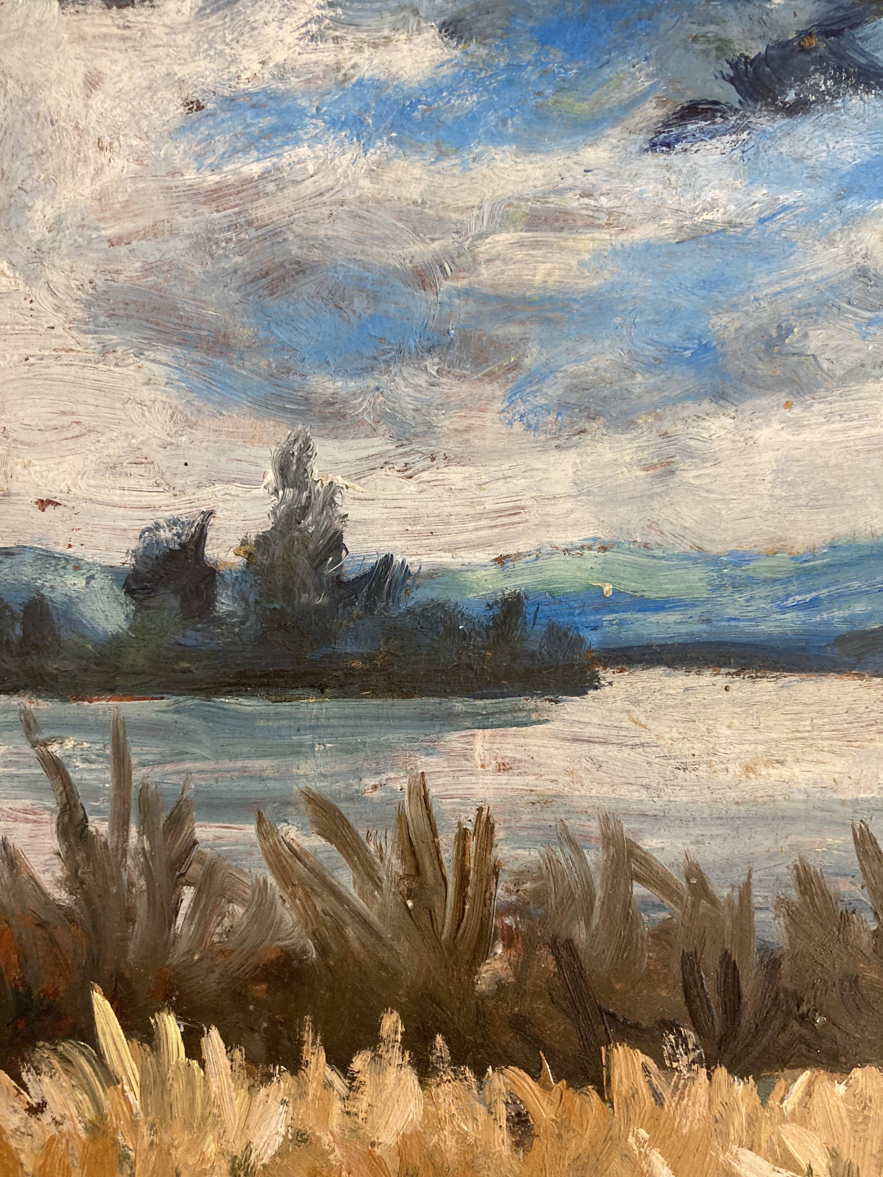 Henry d'Avesnes (1907-1999) Waterside Landscape. Oil on panel