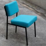 4 designer chairs, vintage 1962 (reupholstered) in the style of Pierre Guariche.