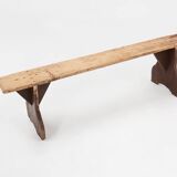 Rustic wooden bench in with brown painted feet, France ca. 1890