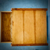 Bedside table with drawer in solid blond pine varnish 1970