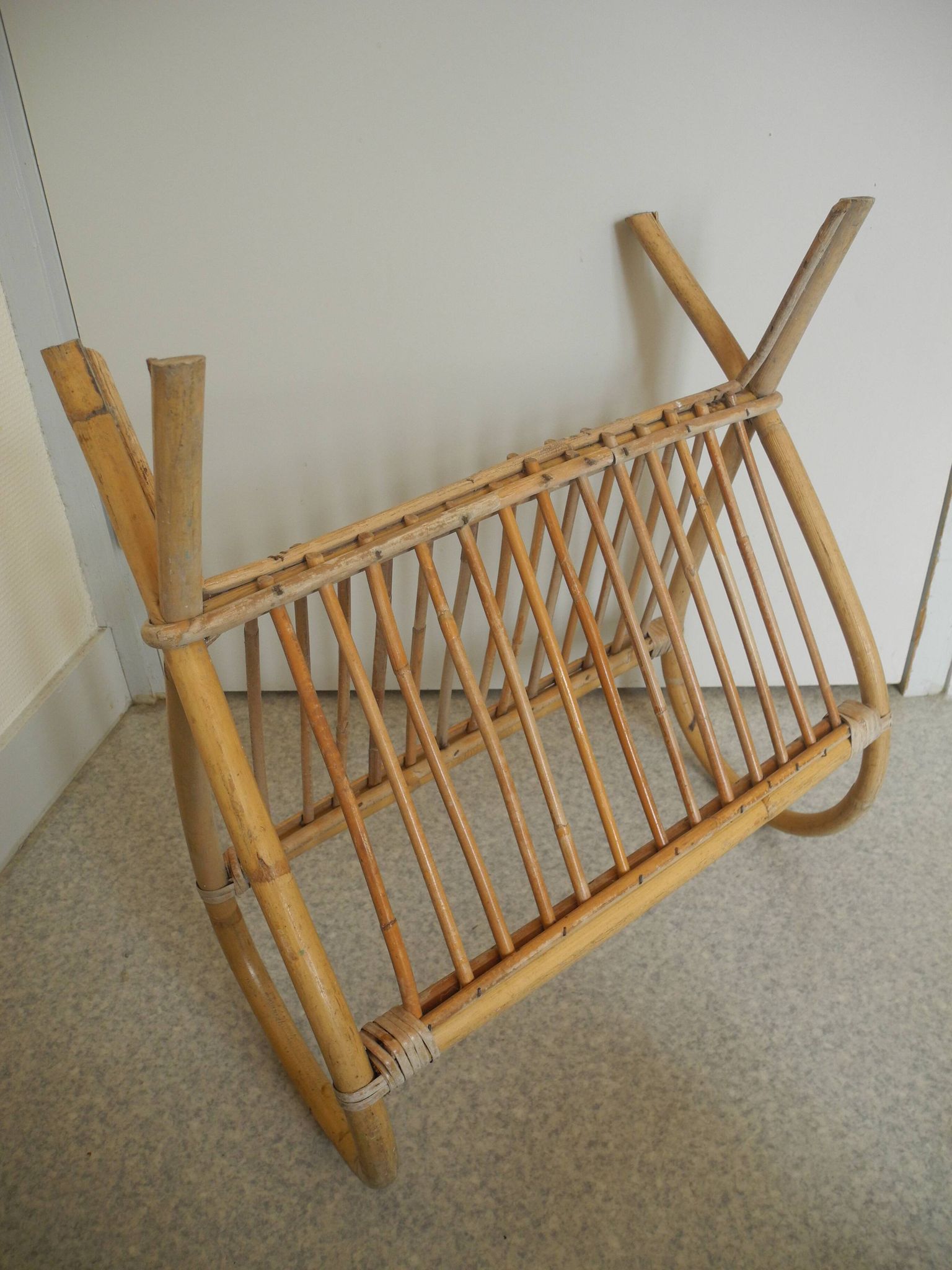 vintage rattan magazine rack