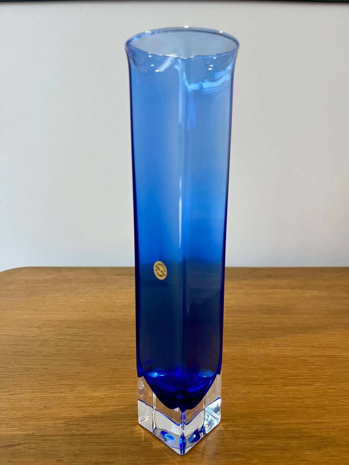 Vase soliflore vintage en cristal bleu, Italie