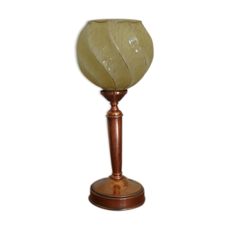Candlestick lamp with globe