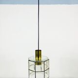 Iron and glass suspension lamp by Glashtte Limburg, 1960s