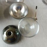 Old breakfast service, confectioner, sugar bowl, silver metal ball + glass