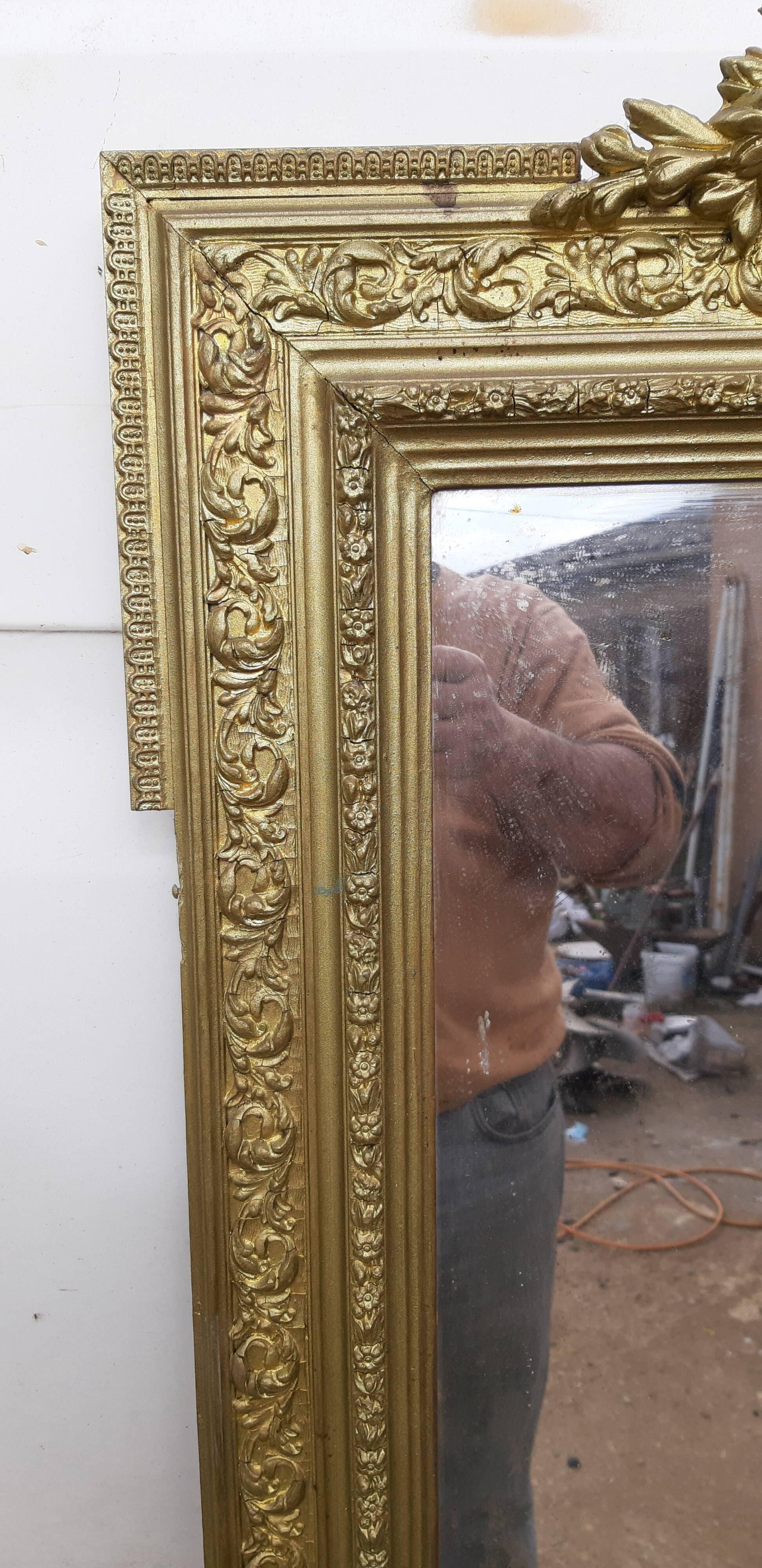 Mirror 19 th wood and golden stuc 156x87cm