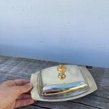 Acorn silver metal butter dish